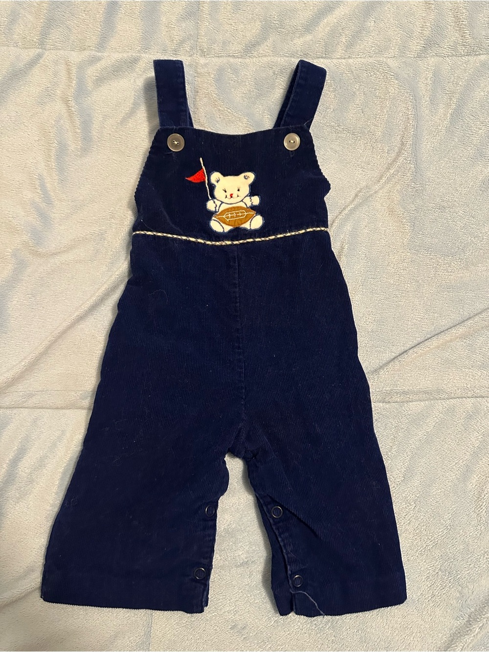Vintage Navy Corduroy Bear Overalls 6-9m